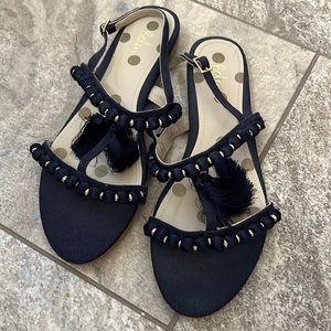 Boden gold and navy sandal